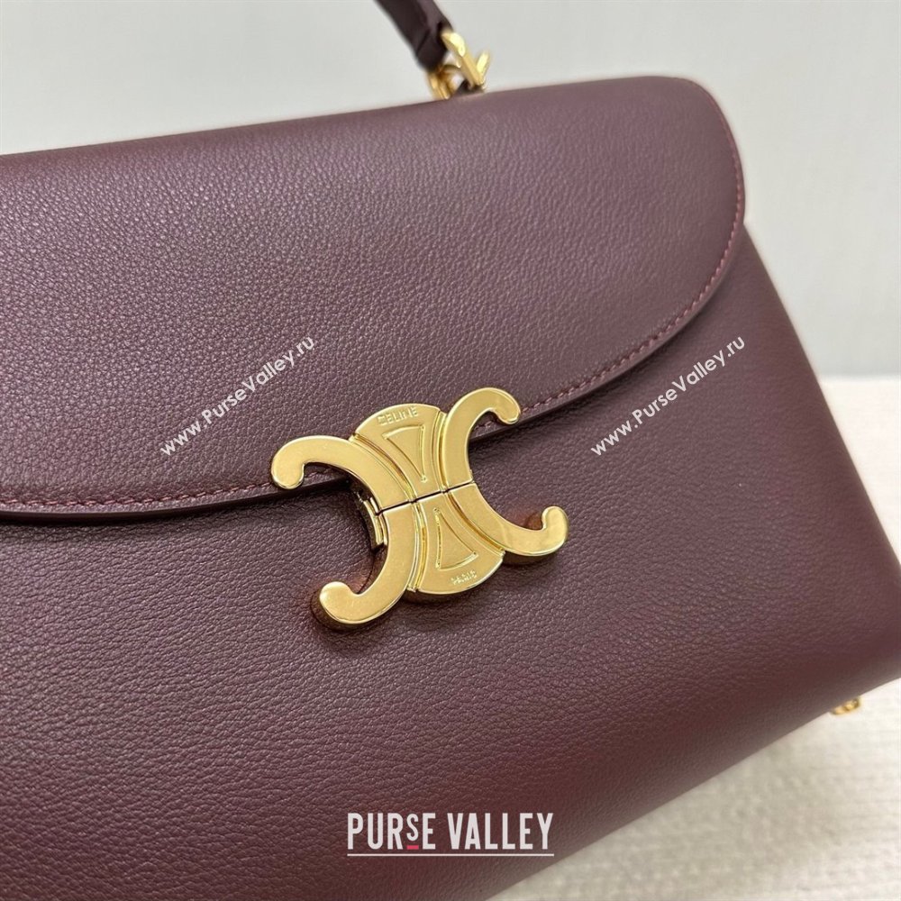 Celine Medium Nino Top Handle bag in Supple Calfskin Dark Burgundy 2025 117523 (BL-251124063)