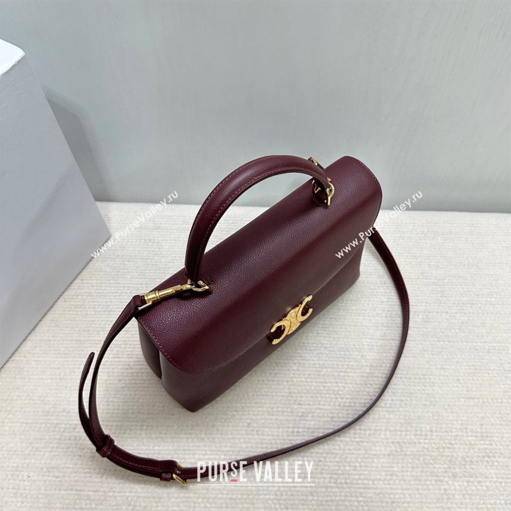 Celine Medium Nino Top Handle bag in Supple Calfskin Dark Burgundy 2025 117523 (BL-251124063)