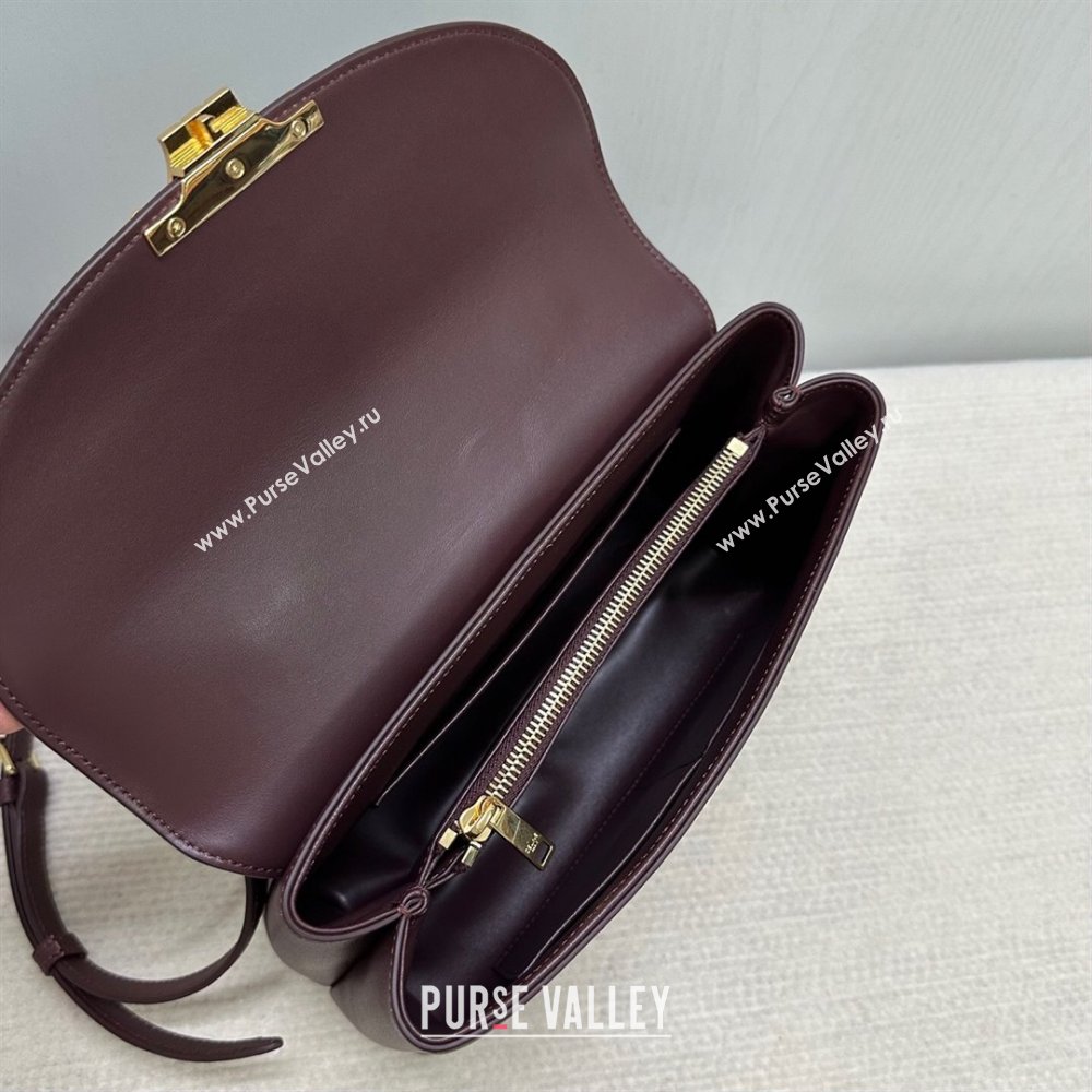 Celine Medium Nino Top Handle bag in Supple Calfskin Dark Burgundy 2025 117523 (BL-251124063)