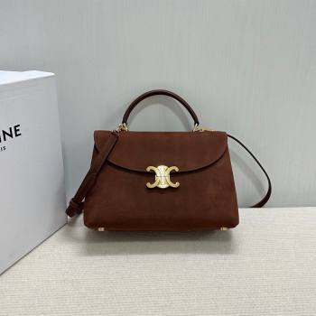 Celine Medium Nino Top Handle bag in Suede Chestnut Brown 2025 117523 (BL-251124064)