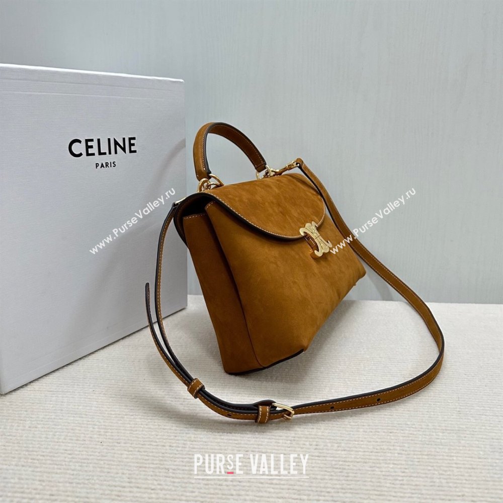 Celine Medium Nino Top Handle bag in Suede Camel 2025 117523 (BL-251124062)