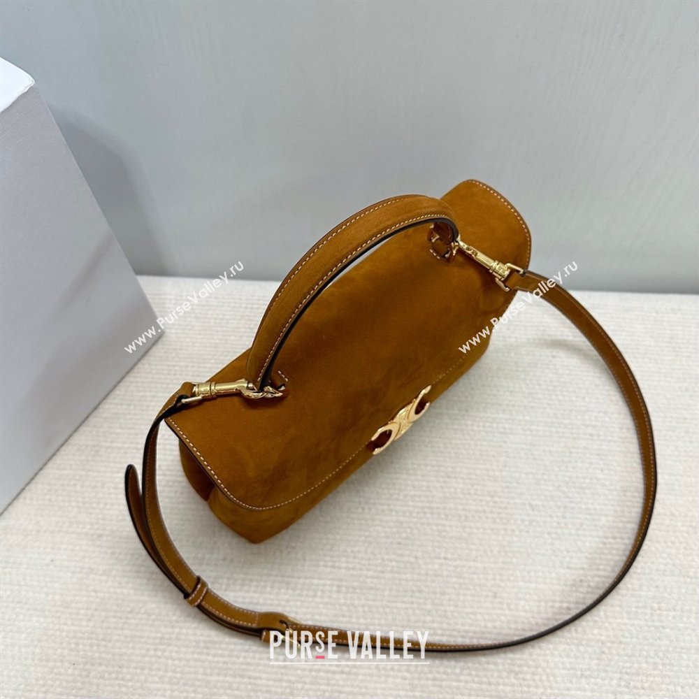 Celine Medium Nino Top Handle bag in Suede Camel 2025 117523 (BL-251124062)
