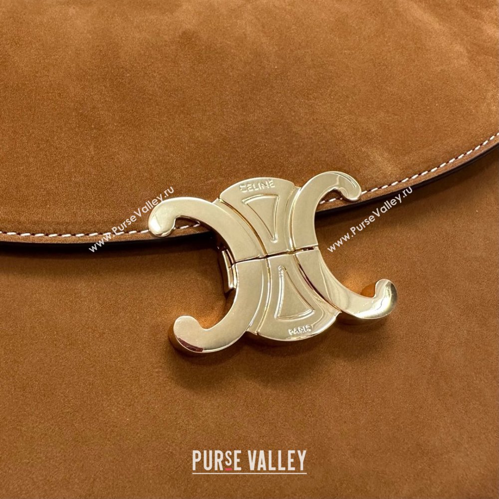 Celine Medium Nino Top Handle bag in Suede Camel 2025 117523 (BL-251124062)