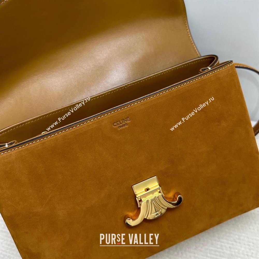 Celine Medium Nino Top Handle bag in Suede Camel 2025 117523 (BL-251124062)