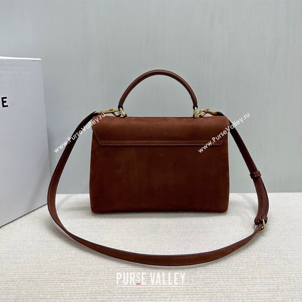 Celine Medium Nino Top Handle bag in Suede Chestnut Brown 2025 117523 (BL-251124064)