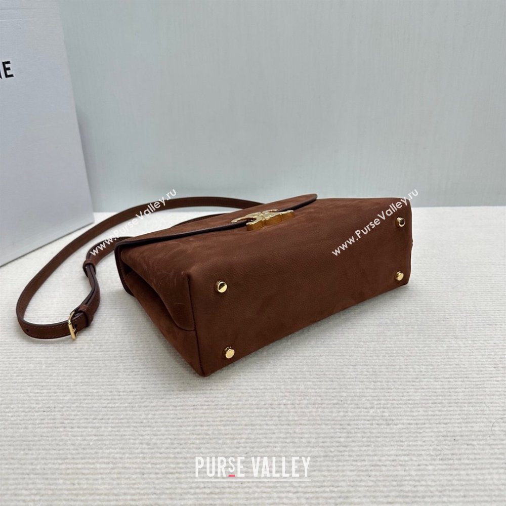 Celine Medium Nino Top Handle bag in Suede Chestnut Brown 2025 117523 (BL-251124064)