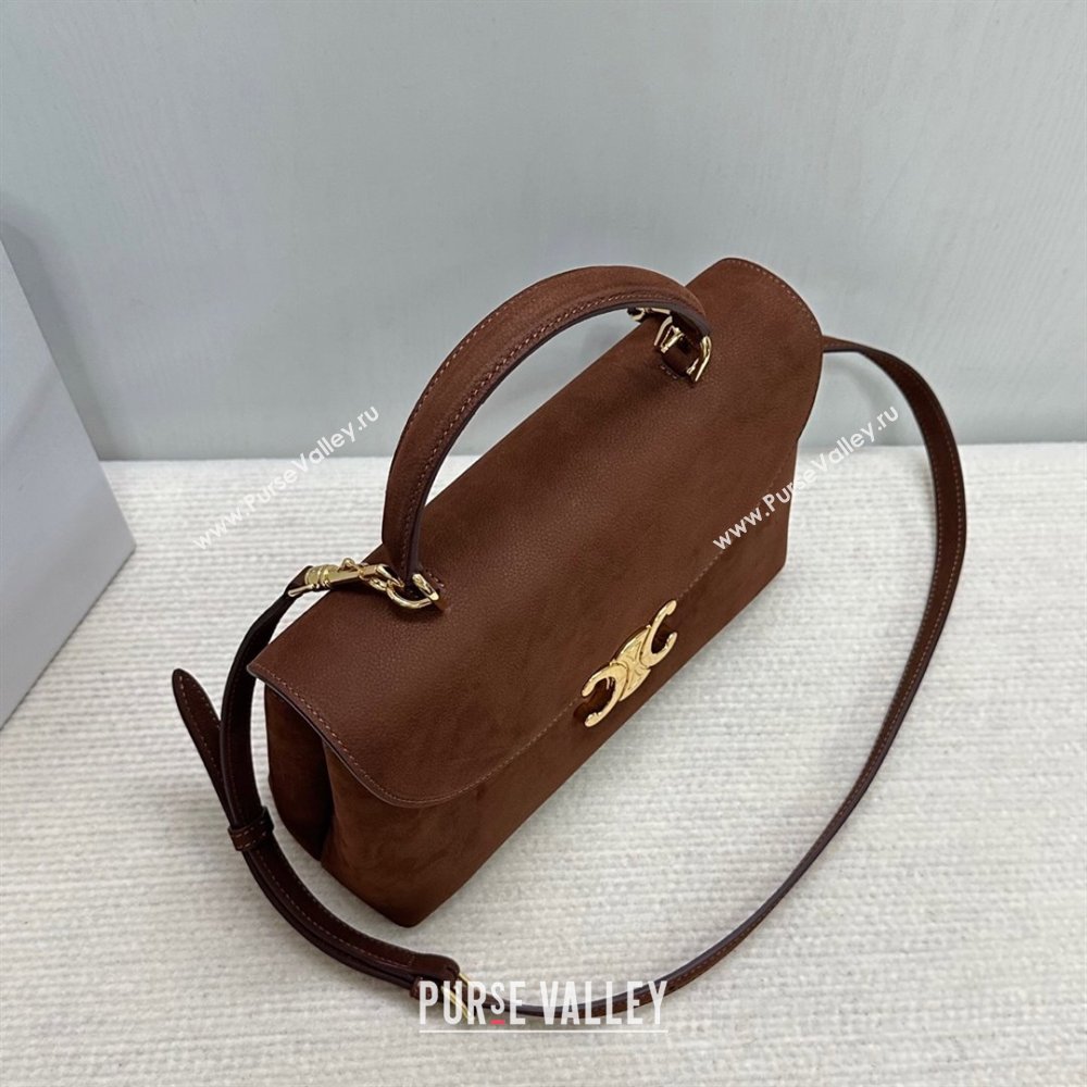Celine Medium Nino Top Handle bag in Suede Chestnut Brown 2025 117523 (BL-251124064)