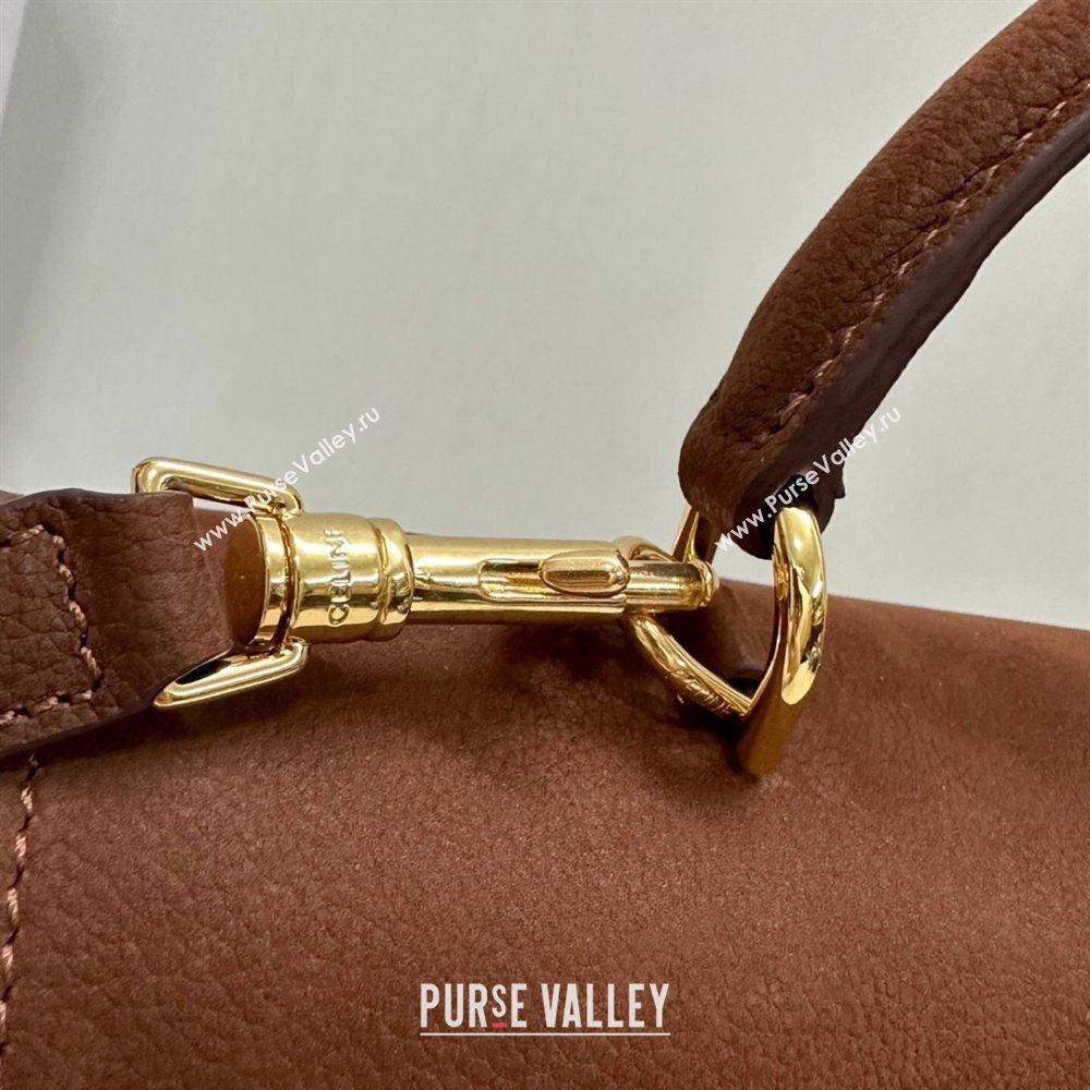 Celine Medium Nino Top Handle bag in Suede Chestnut Brown 2025 117523 (BL-251124064)