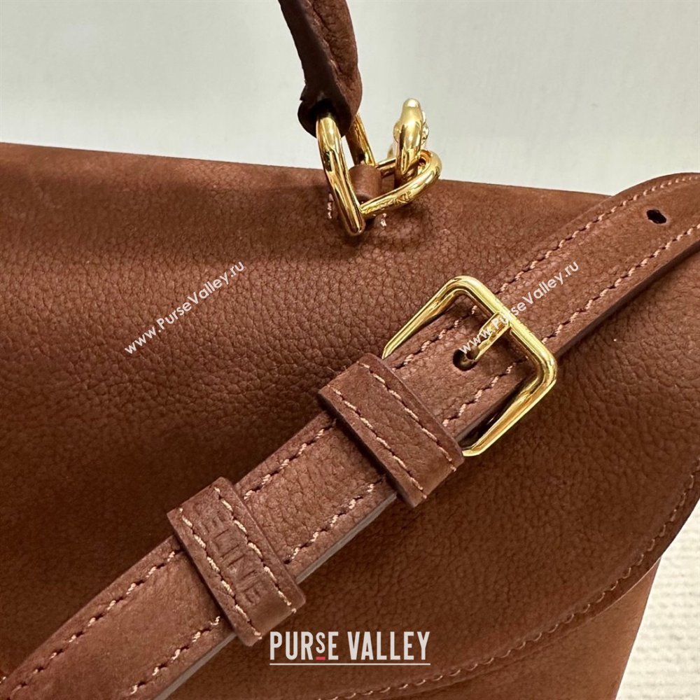 Celine Medium Nino Top Handle bag in Suede Chestnut Brown 2025 117523 (BL-251124064)