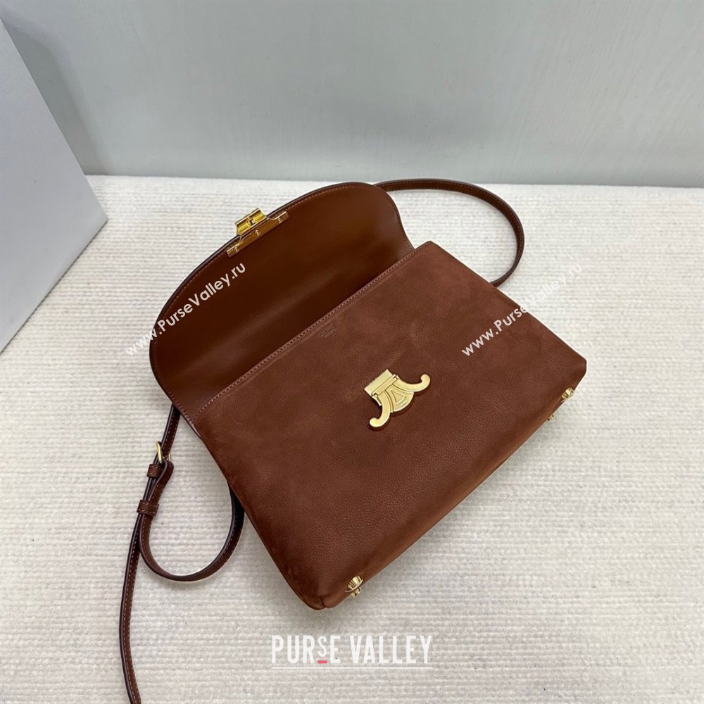 Celine Medium Nino Top Handle bag in Suede Chestnut Brown 2025 117523 (BL-251124064)