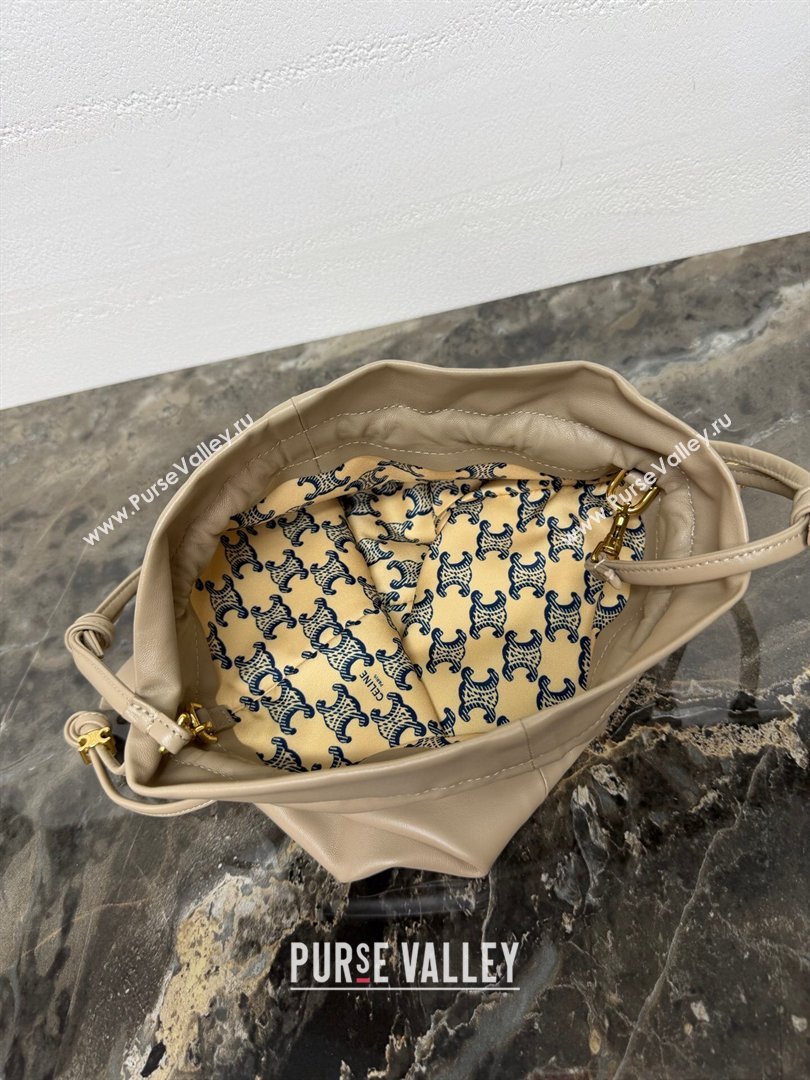 Celine Small Crystal Pouch Bag in Lambskin Leather Beige 2026 123662 (BL-260411027)