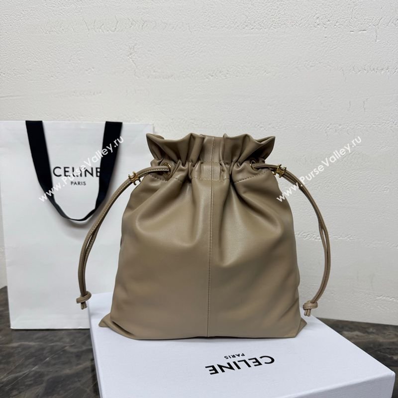 Celine Small Crystal Pouch Bag in Lambskin Leather Beige 2026 123662 (BL-260411027)