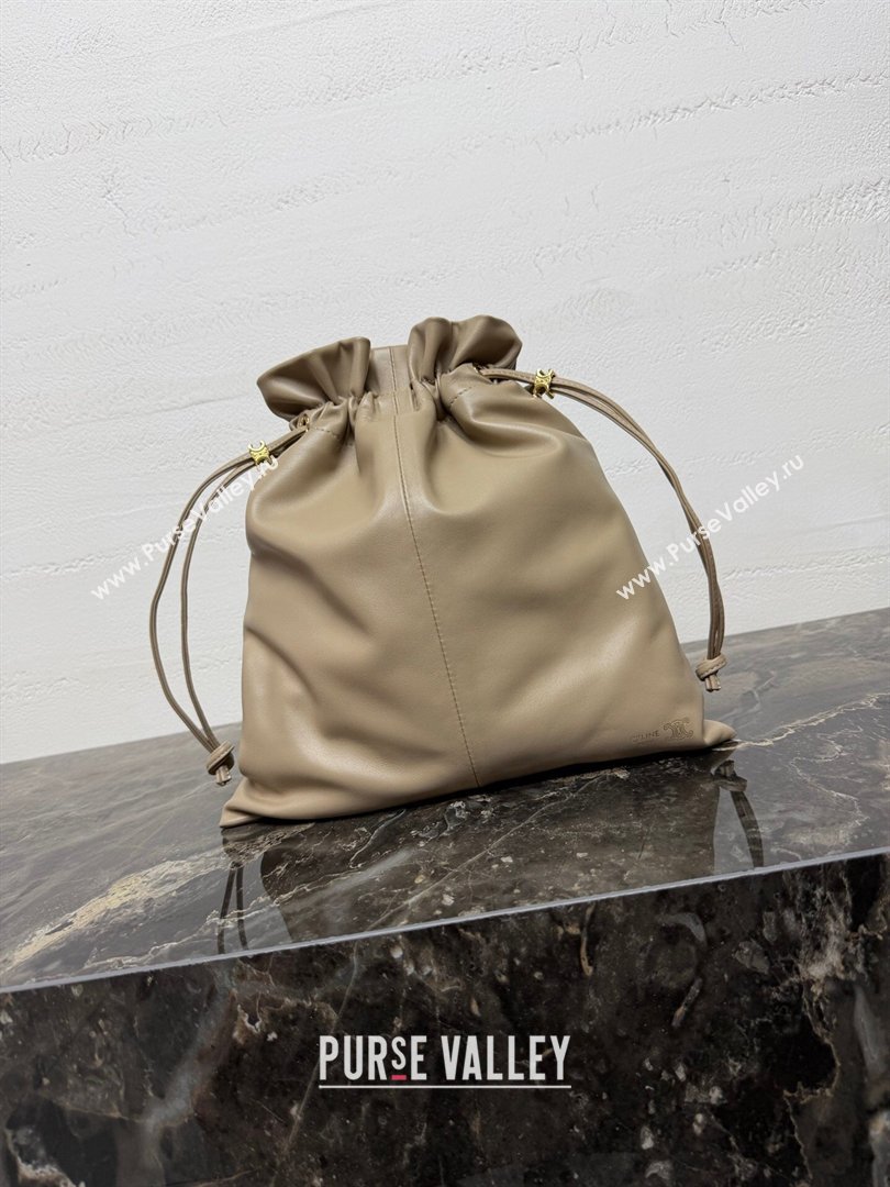 Celine Small Crystal Pouch Bag in Lambskin Leather Beige 2026 123662 (BL-260411027)