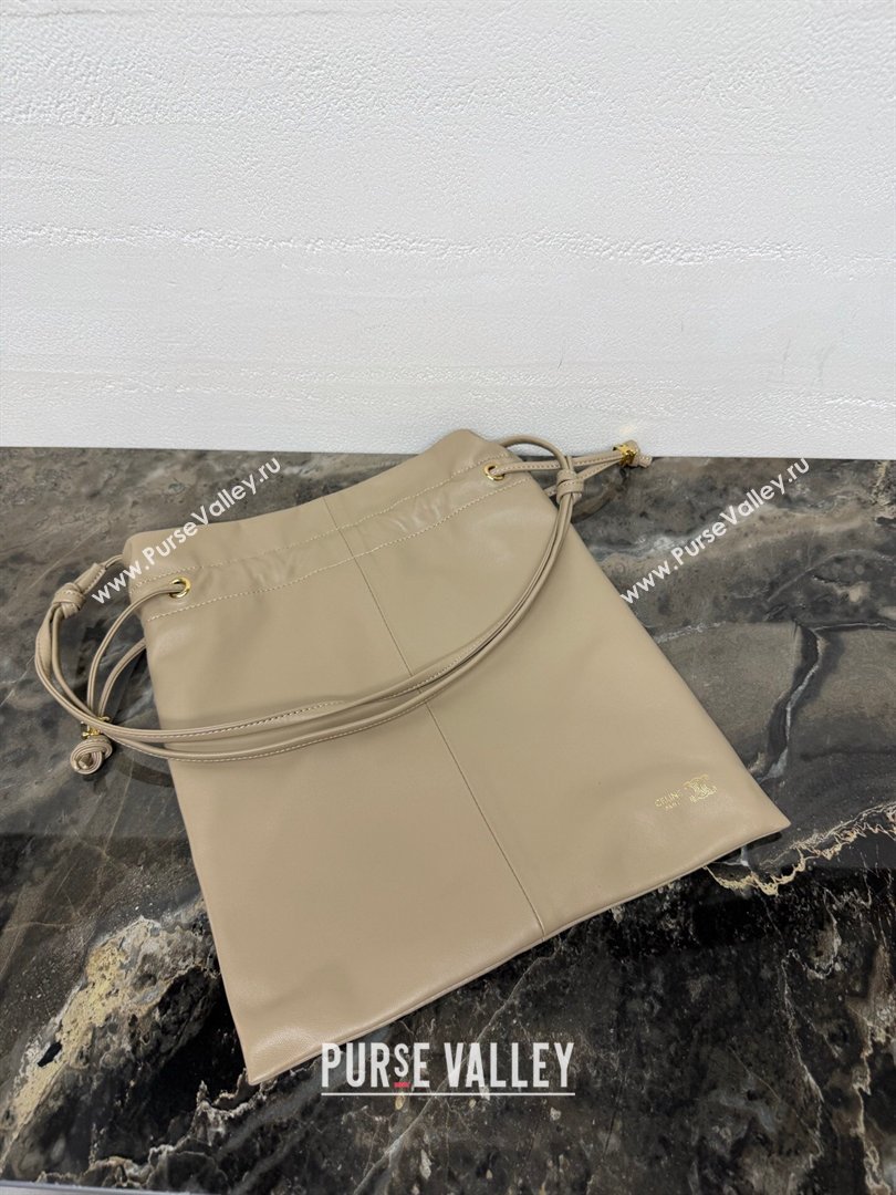 Celine Small Crystal Pouch Bag in Lambskin Leather Beige 2026 123662 (BL-260411027)