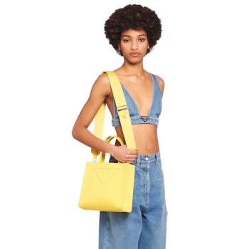 Prada Drill Fabric Tote Bag 1BG382 Sunny Yellow 2021 (YZ-21080402)