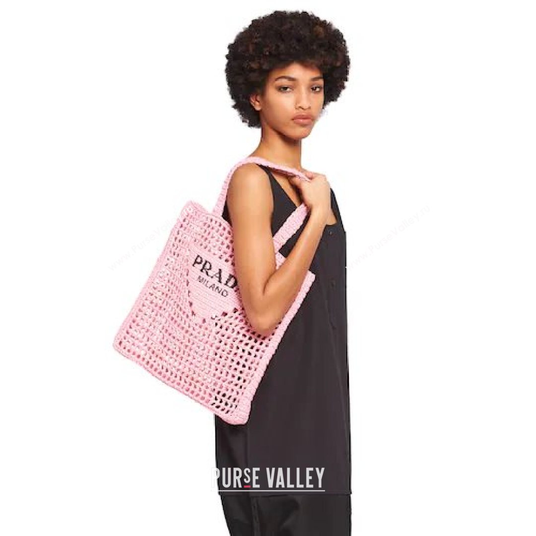 Prada Woven Raffia Tote Bag 1BG393 Pink 2021 (YZ-21080420)