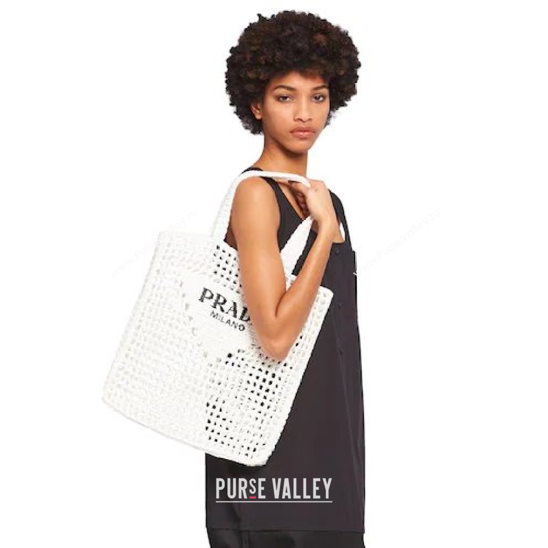 Prada Woven Raffia Tote Bag 1BG393 White 2021 (YZ-21080421)