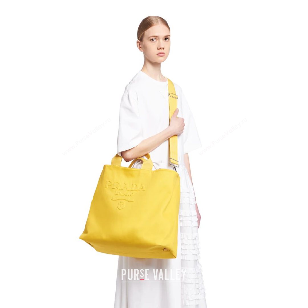 Prada Drill Fabric Tote Bag 2VG081 Sunny Yellow 2021 (YZ-21080433)