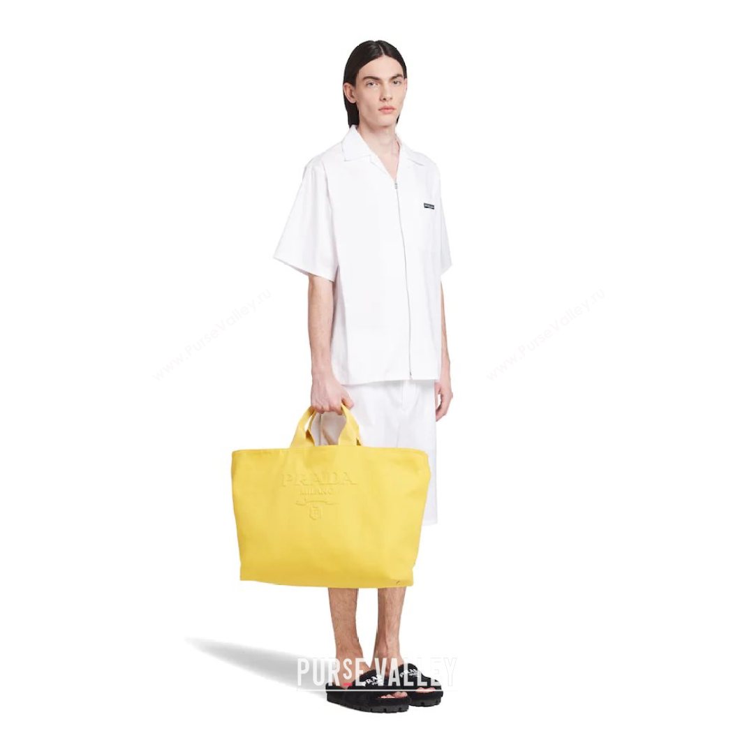 Prada Drill Fabric Tote Bag 2VG081 Sunny Yellow 2021 (YZ-21080433)