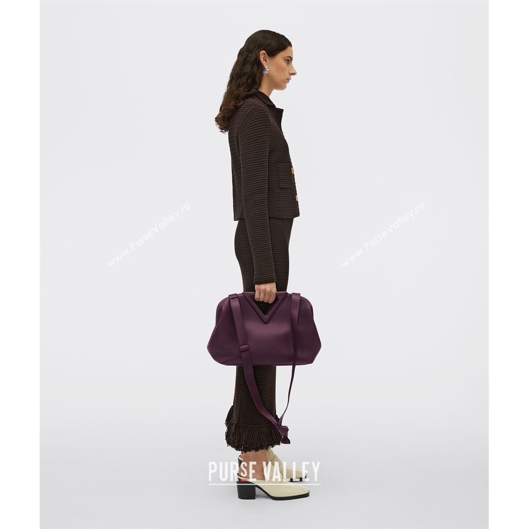 Bottega Veneta Medium Point Calfskin Top Handle Bag Grape Burgundy 2021 (MS-21080613)