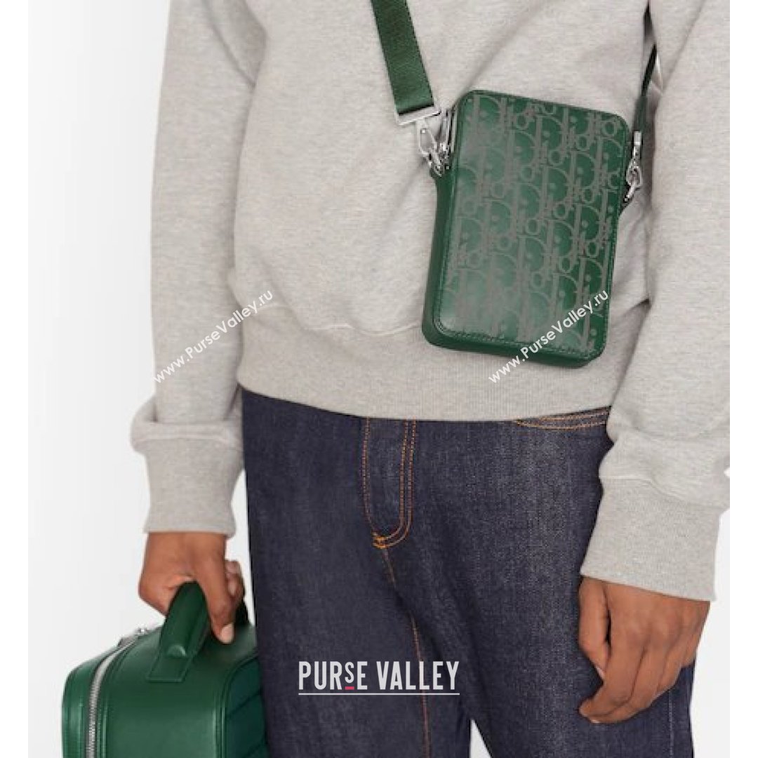 Dior Mens World Tour Messenger Pouch in Green Oblique Galaxy Leather 2021 (XXG-21090735)