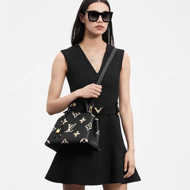 Louis Vuitton Petit Palais Tote Bag in Monogram Leather M58913 Black/Beige 2021 (KI-21101333)