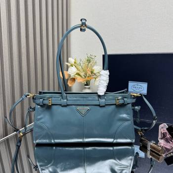 Prada Bonnie medium leather handbag Blue2 2025 1BA426 (YZ-250521051)