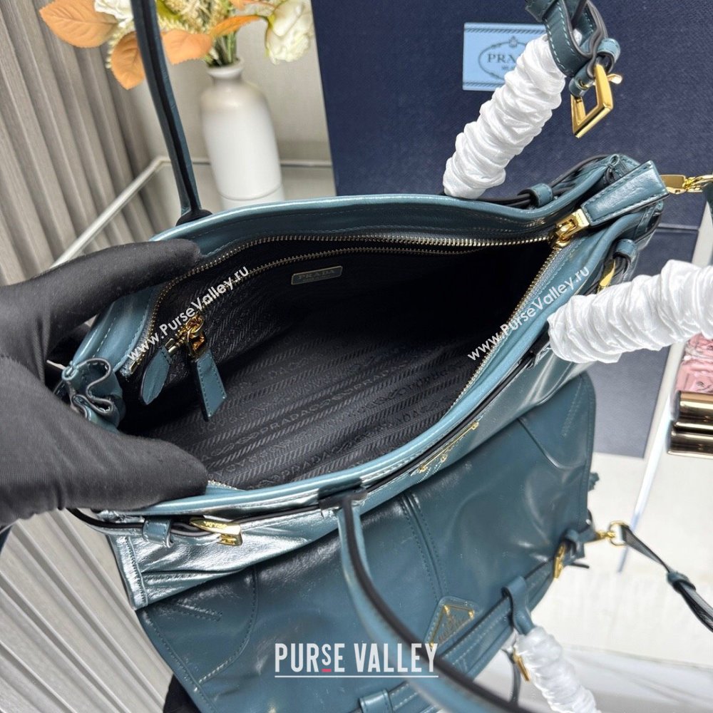 Prada Bonnie medium leather handbag Blue2 2025 1BA426 (YZ-250521051)