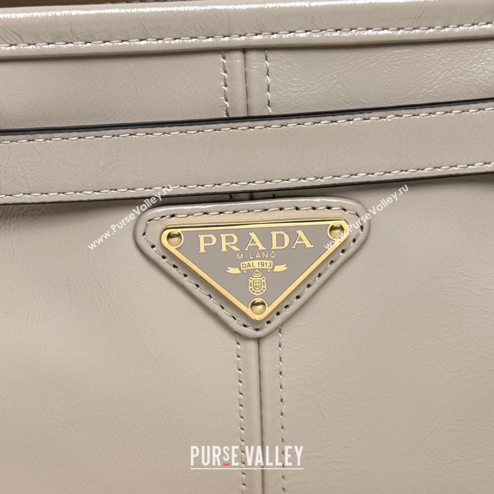Prada Bonnie large leather handbag 1BA433 Light Beige 2025 (YZ-250521033)