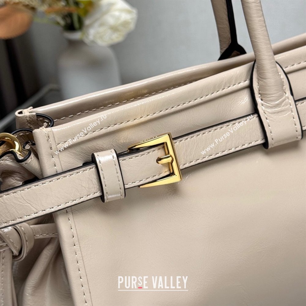 Prada Bonnie large leather handbag 1BA433 Light Beige 2025 (YZ-250521033)