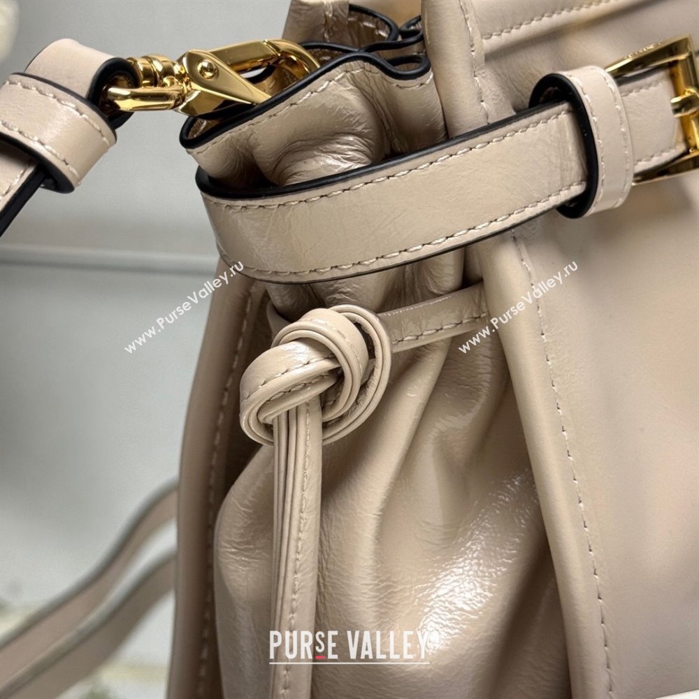 Prada Bonnie large leather handbag 1BA433 Light Beige 2025 (YZ-250521033)