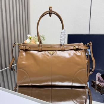 Prada Bonnie large leather handbag 1BA433 Light Brown 2025 (YZ-250521031)