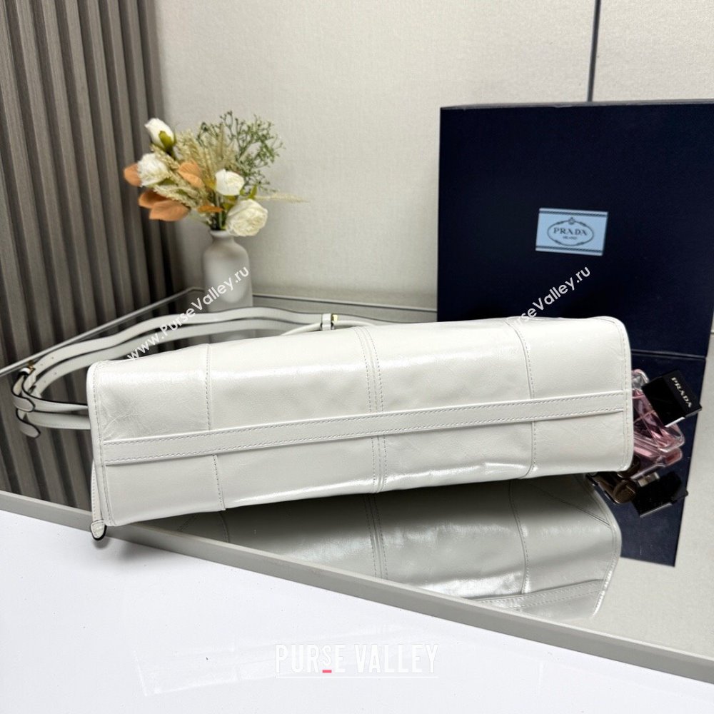 Prada Bonnie large leather handbag 1BA433 White 2025 (YZ-250521034)