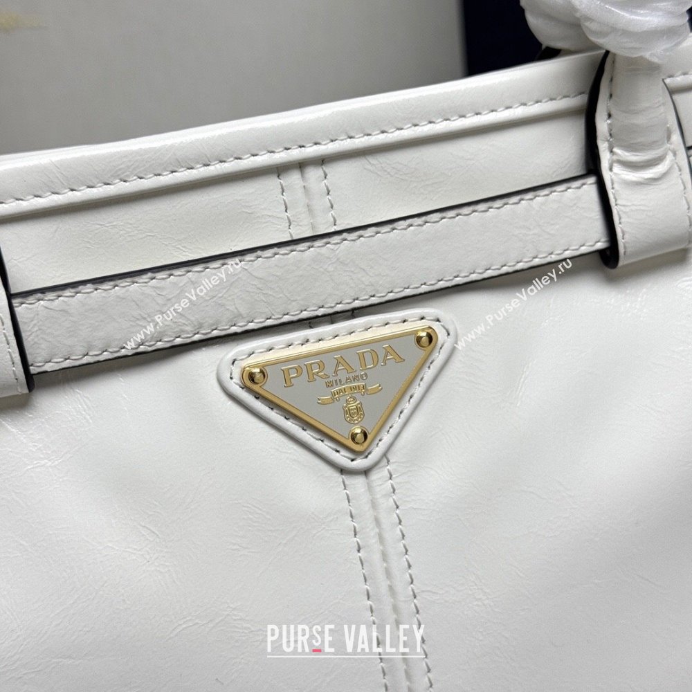 Prada Bonnie large leather handbag 1BA433 White 2025 (YZ-250521034)
