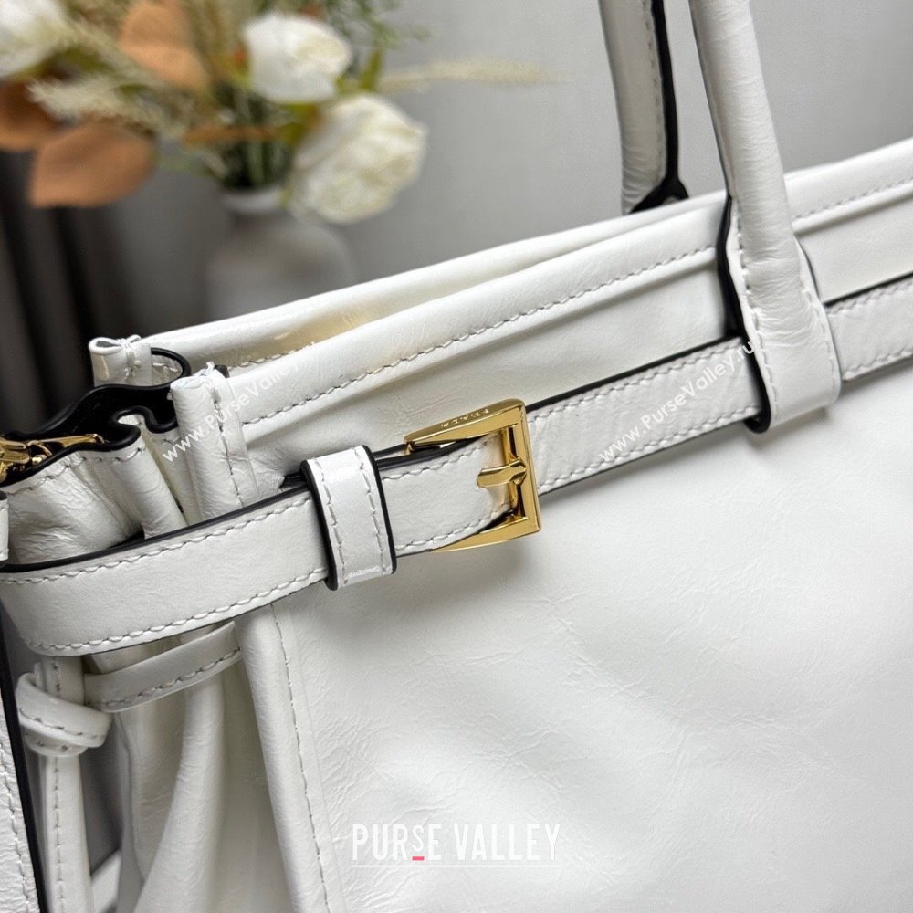 Prada Bonnie large leather handbag 1BA433 White 2025 (YZ-250521034)