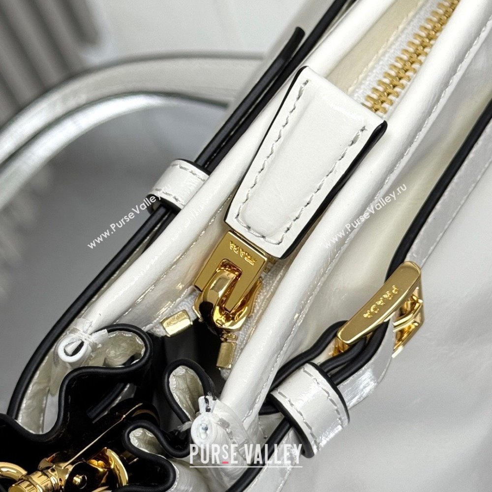 Prada Bonnie large leather handbag 1BA433 White 2025 (YZ-250521034)
