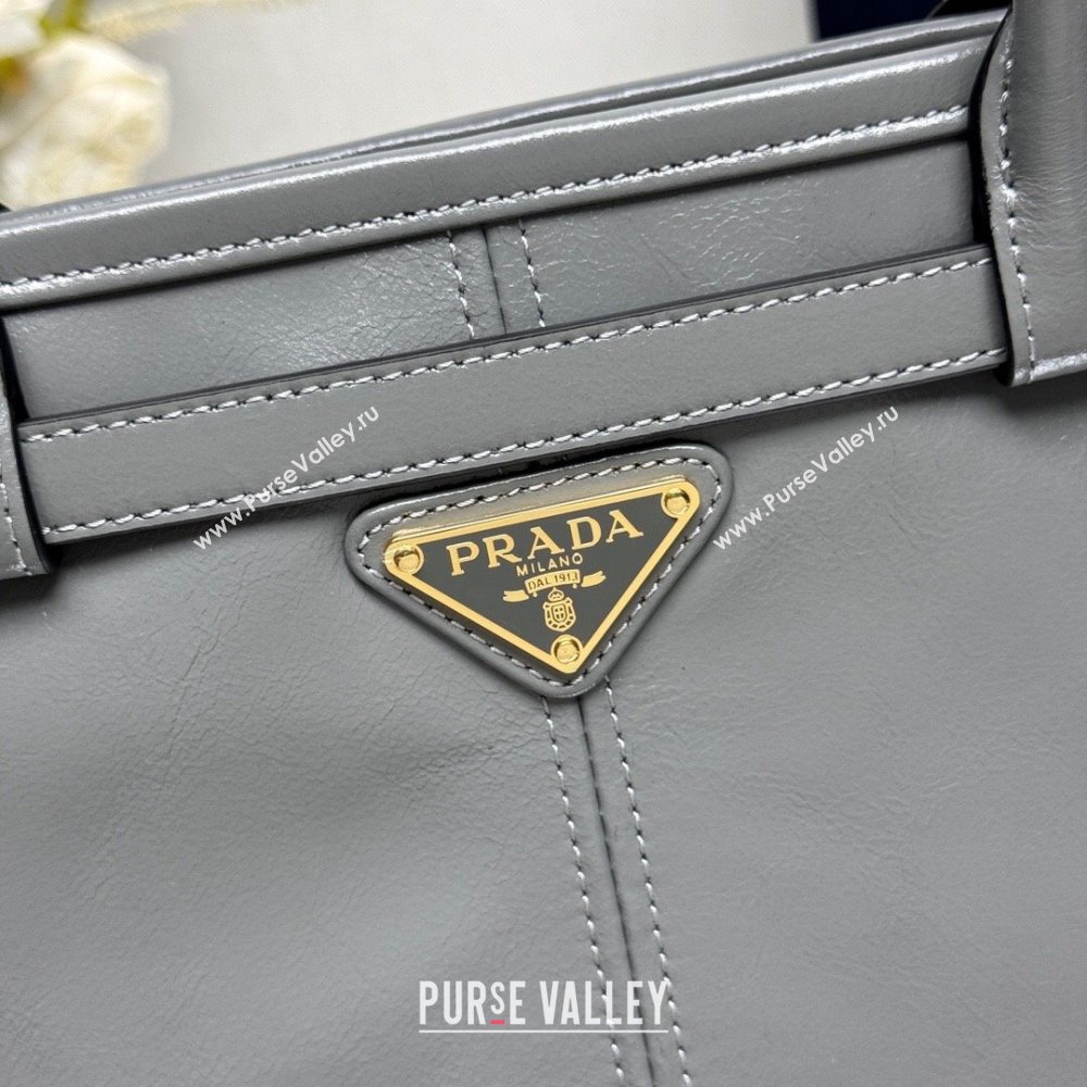 Prada Bonnie large leather handbag 1BA433 Granite Grey 2025 (YZ-250521035)