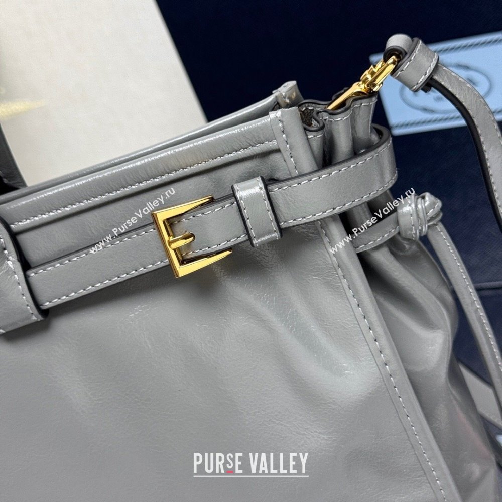 Prada Bonnie large leather handbag 1BA433 Granite Grey 2025 (YZ-250521035)