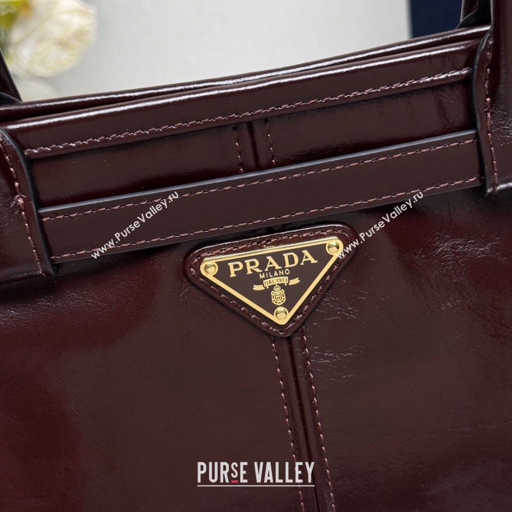 Prada Bonnie large leather handbag 1BA433 Dark Brown 2025 (YZ-250521036)