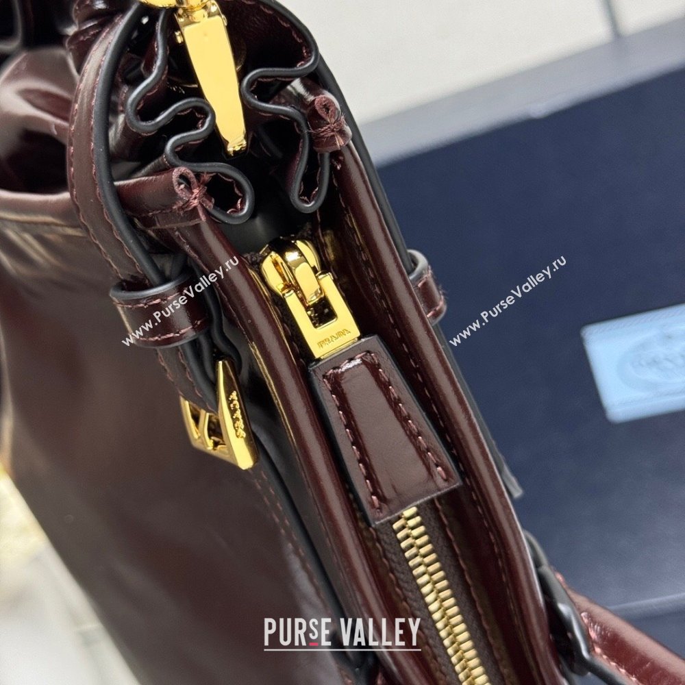 Prada Bonnie large leather handbag 1BA433 Dark Brown 2025 (YZ-250521036)