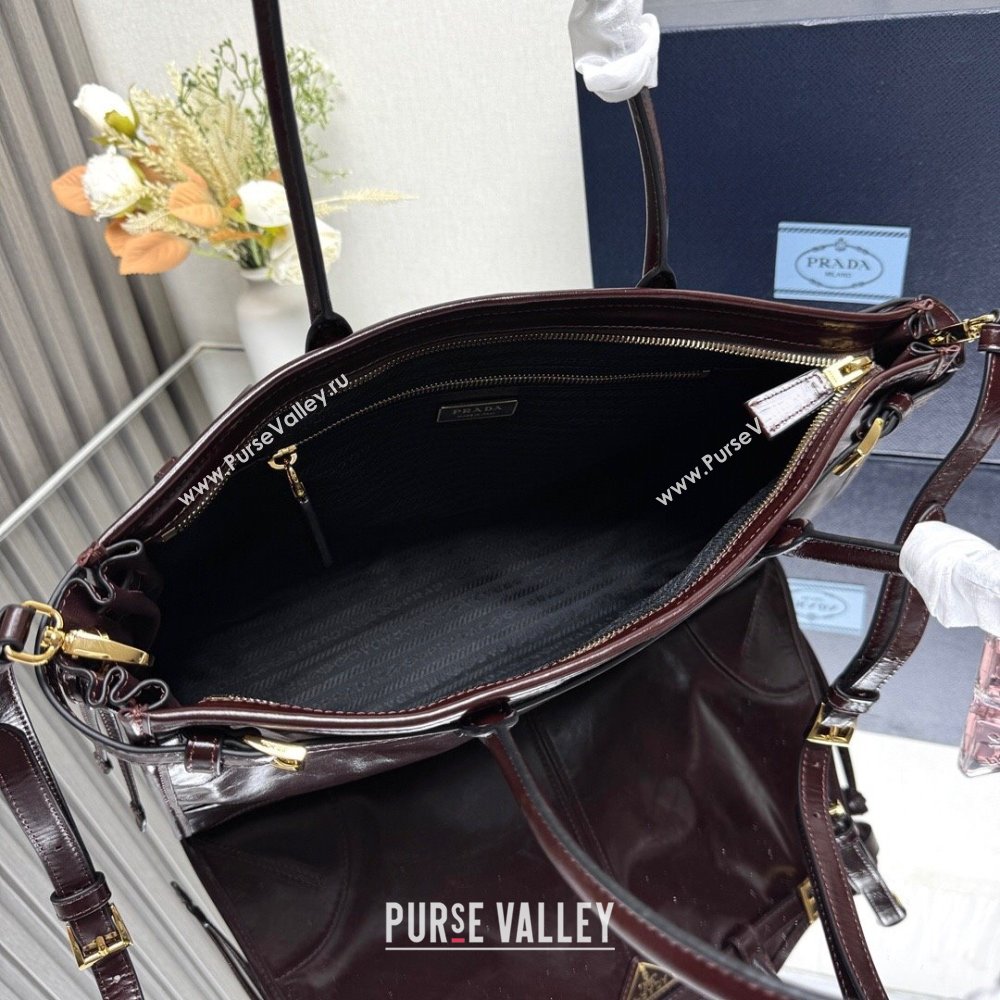 Prada Bonnie large leather handbag 1BA433 Dark Brown 2025 (YZ-250521036)