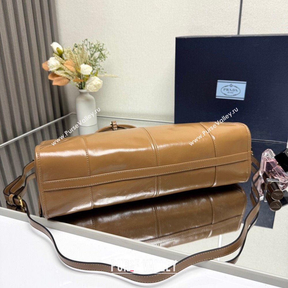 Prada Bonnie large leather handbag 1BA433 Light Brown 2025 (YZ-250521031)