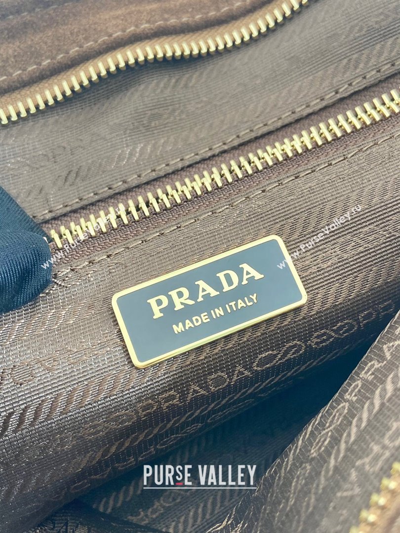 Prada Bonnie large suede handbag 1BA433 Brown 2025 (YZ-250521038)