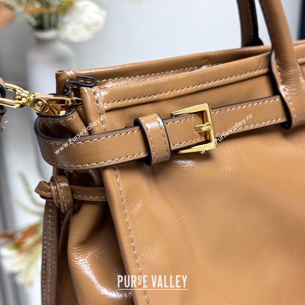 Prada Bonnie large leather handbag 1BA433 Light Brown 2025 (YZ-250521031)