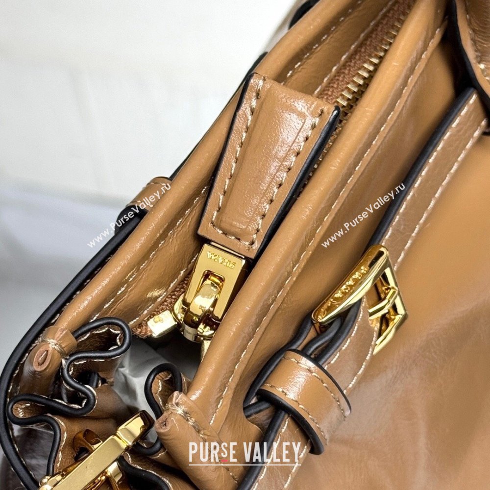 Prada Bonnie large leather handbag 1BA433 Light Brown 2025 (YZ-250521031)