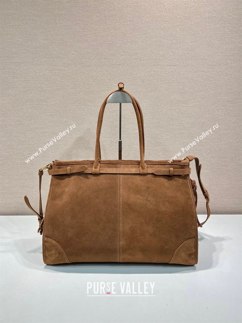 Prada Bonnie extra large suede handbag Brown 2 2025 1BA439 (YZ-250521025)