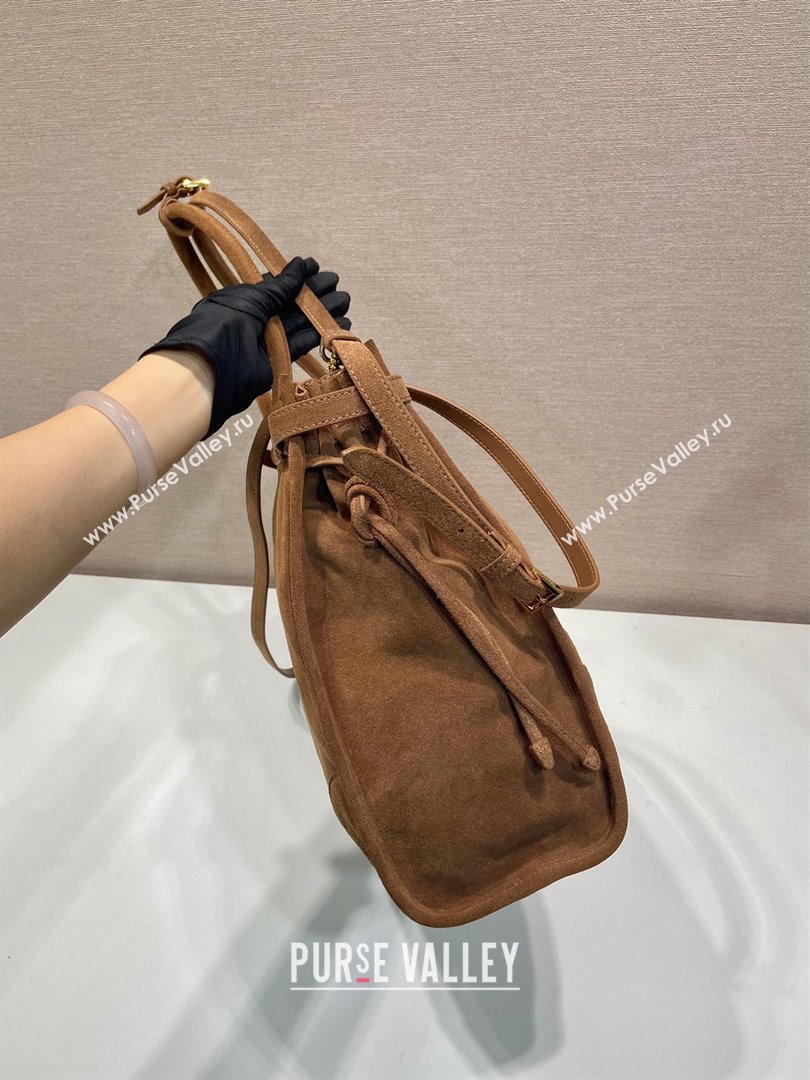 Prada Bonnie extra large suede handbag Brown 2 2025 1BA439 (YZ-250521025)