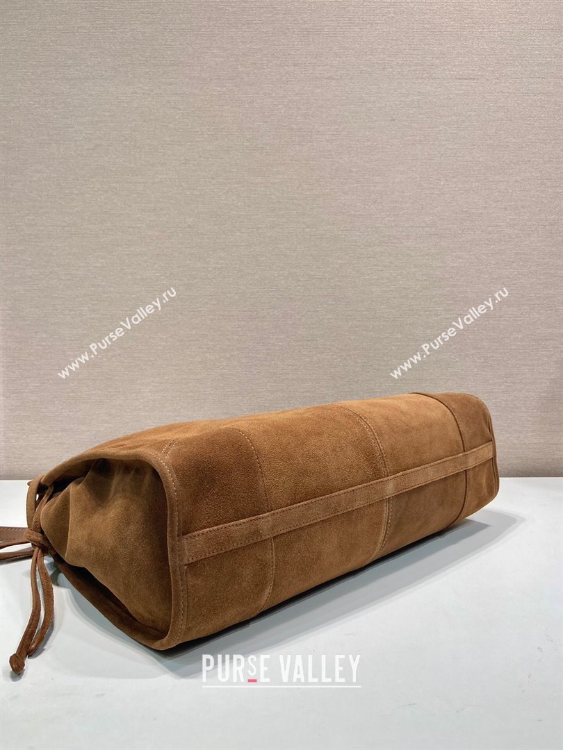 Prada Bonnie extra large suede handbag Brown 2 2025 1BA439 (YZ-250521025)