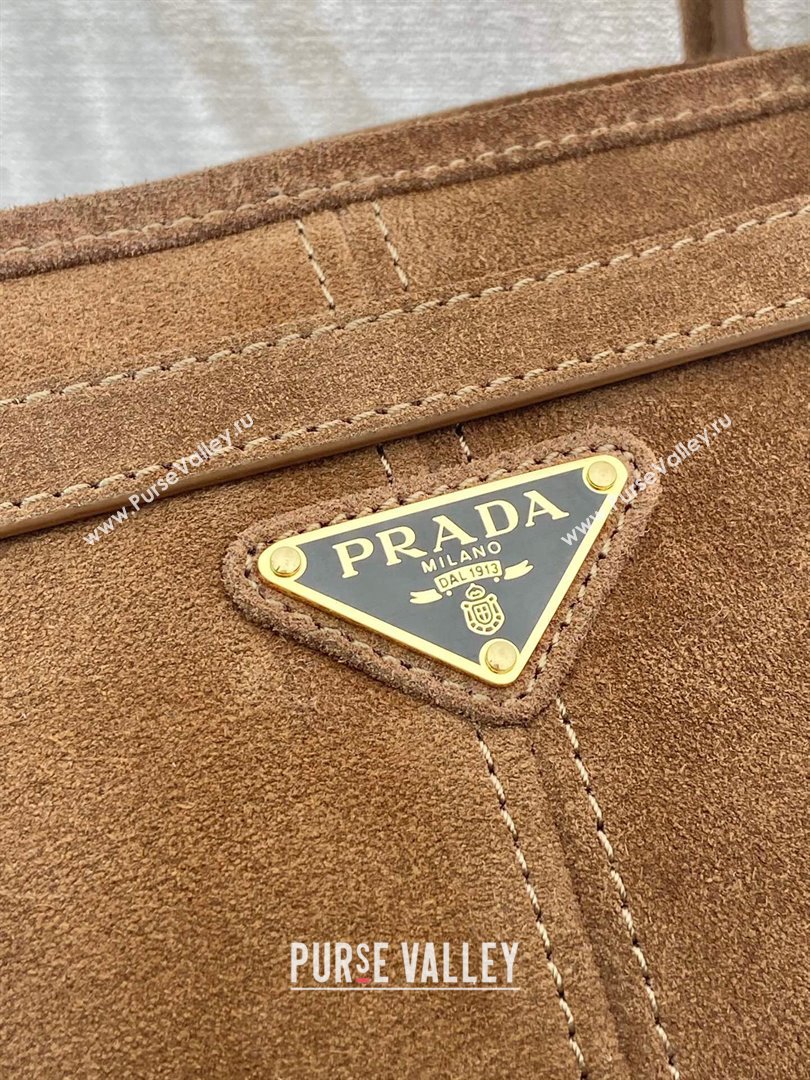 Prada Bonnie extra large suede handbag Brown 2 2025 1BA439 (YZ-250521025)
