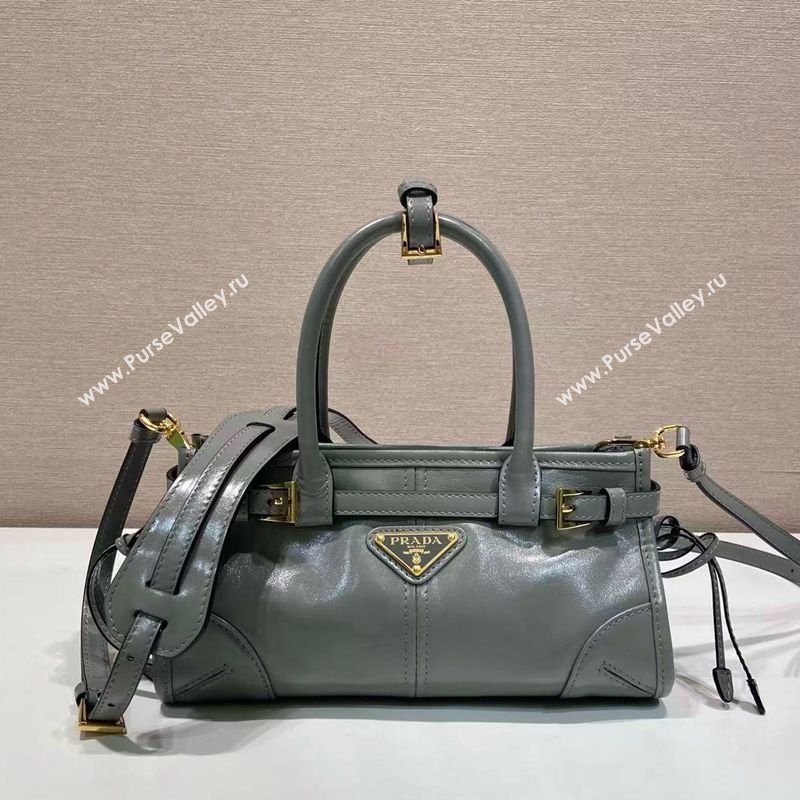Prada Bonnie mini leather handbag Grey 2025 1BA486 (YZ-260123014)
